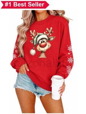 🎄 Soft Cotton Blend Snowman Graphic Christmas Crewneck Sweatshirt Pullover